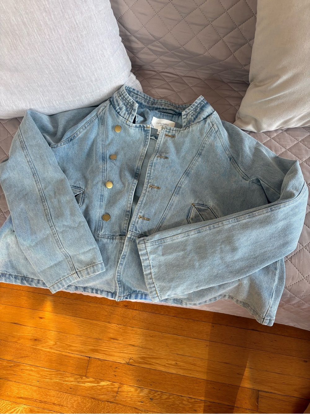 Pomander Place Size Small Light Blue Denim Jacket with Brass Buttons